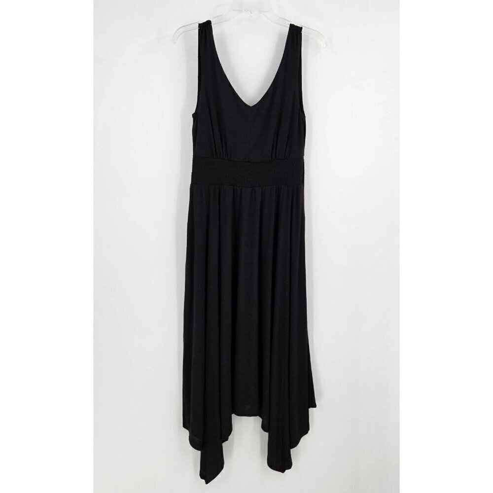 Sundance Womens Sz S Black Dress Sleeveless Handkerchief Hem Smocked Waist Maxi